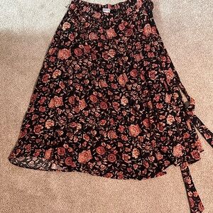 Ava & Viv Black and Pink Midi Skirt